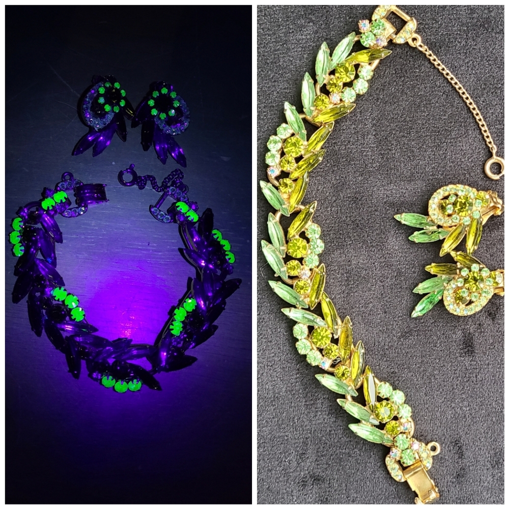 Juliana Uranium Glass 5 Link Bracelet Vintage